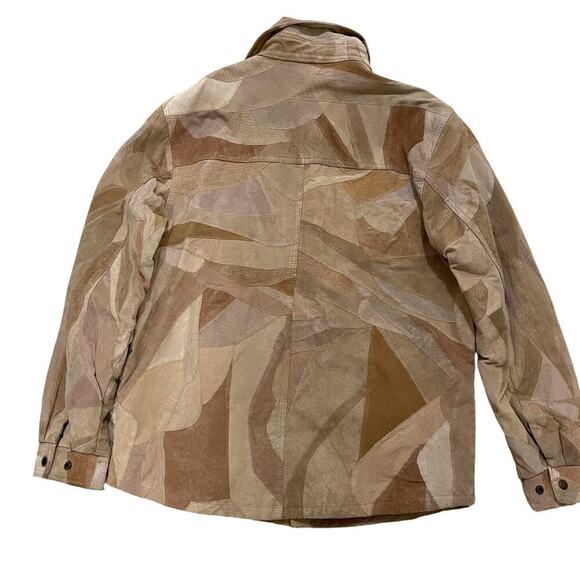 Patchwork Suede Jacket L | Genuine Leather, 70s Western Boho, Lined, Snap Front - Picture 7 of 12